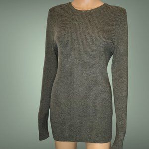 Asos Women Pullover Sweater Medium Green Round Neck Long Sleeves Tight-Knit